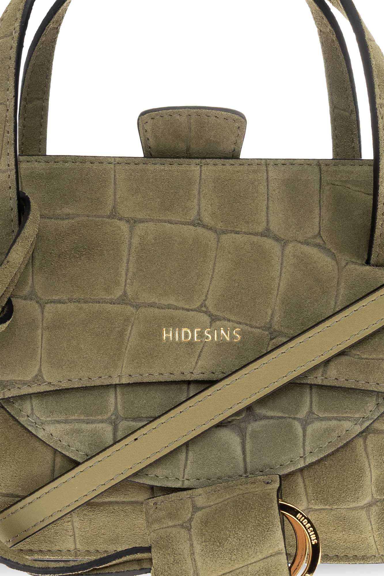 HIDESINS Flap Small Croc-Embossed Suede Handbag by HIDESINS